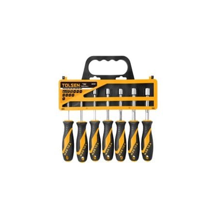 Tolsen 7Pcs SAE Hex Nut Screwdriver Set, SAE Sizes: 3/16, 1/, 5/16, 11/32, 3/8, 7/16, 1/2 20197